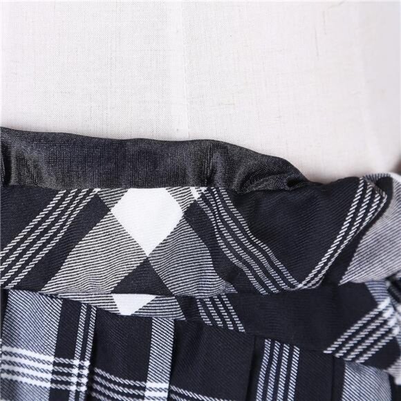 Women's Elastic Waist Tartan Pleated School Skirt Series 1 White - Picture 7 of 7